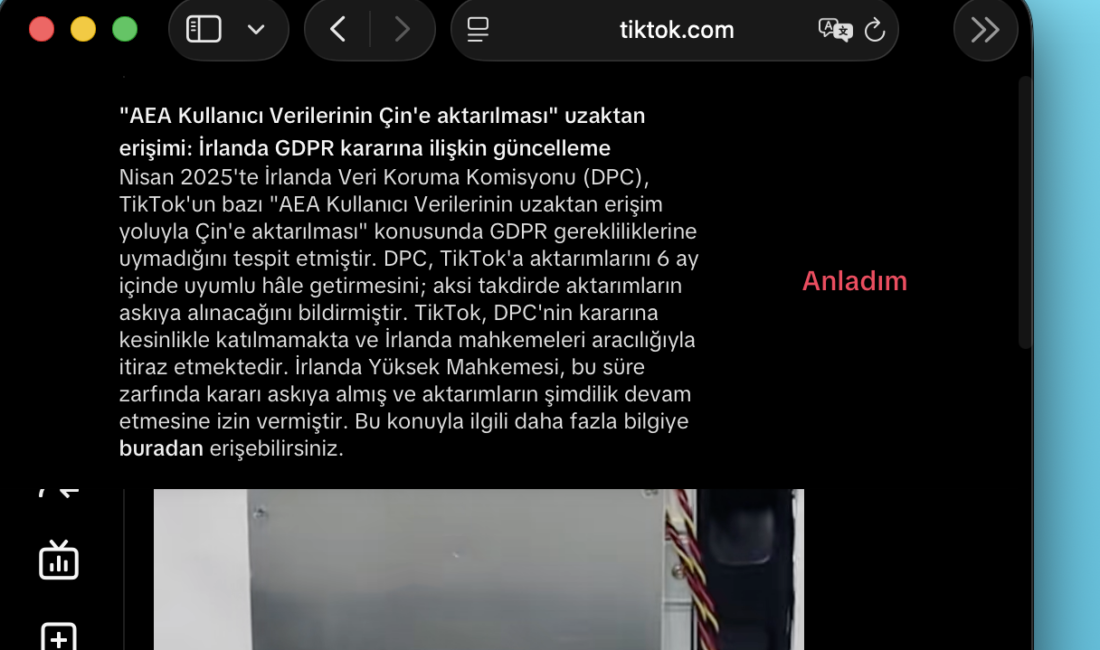 TikTok’a “Veri Aktarımı” Şoku: İrlanda’dan GDPR Kararı Nisan 2025’te İrlanda