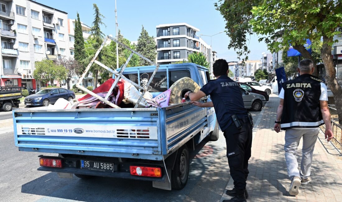 Bornova Belediyesi Zabıta Müdürlüğü ekipleri, Yeşilova Mahallesi’nde yaya ve araç
