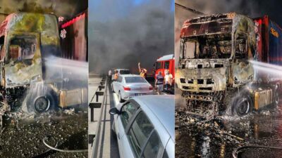 İzmir Bayraklı Tünelleri’nin Çiğli istikametinde TIR yangını meydana geldi. Bir